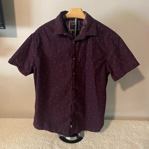 Ricky Singh Men’s Large purple with White dots Button Tshirt